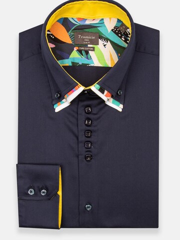 Slim fit Camicia business 'Vesuvio Iconic Satin Man Shirt Black' di 7Camicie in blu