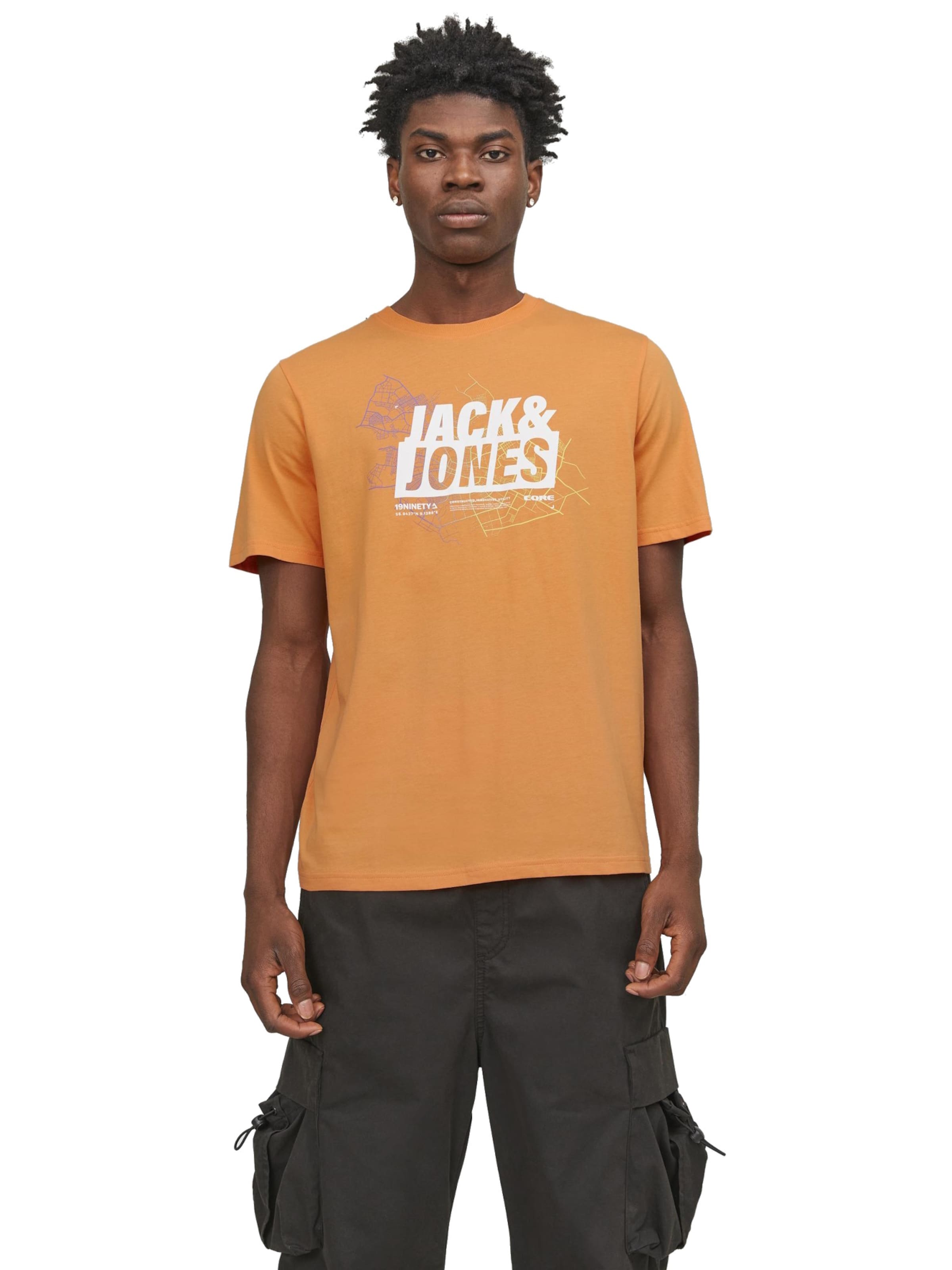 JACK & JONES Shirt 'Map' in Oranje