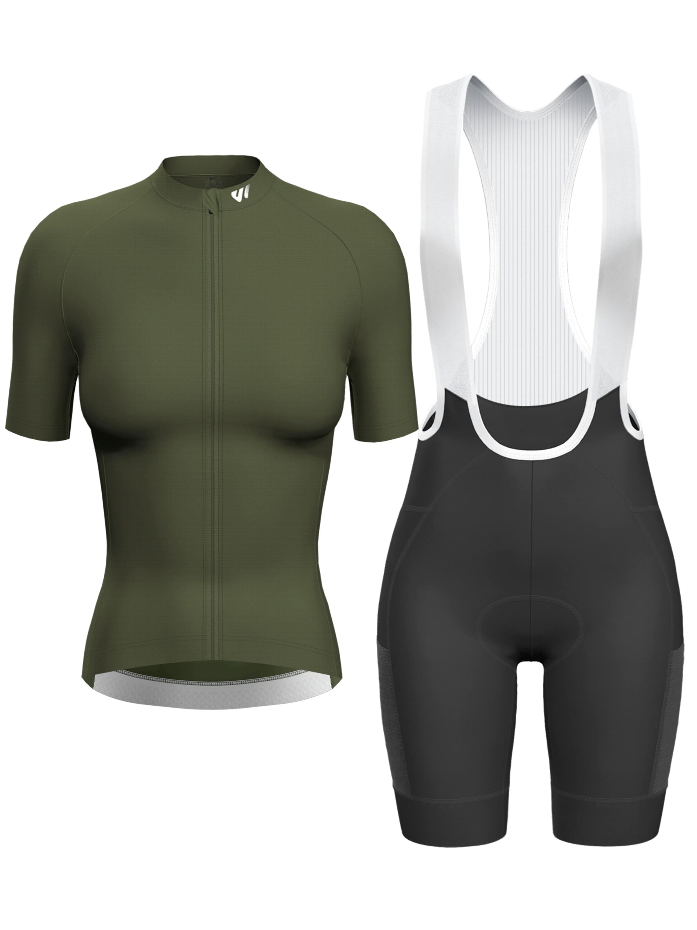 WULIBIKE Sweatsuit 'Wulibike Damen Rad-Set Olivgrün & Schwarze Hose' in Green: front
