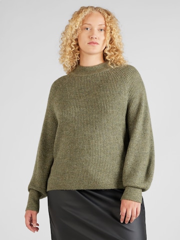 PIECES Curve Sweater 'NATALEE' in Green: front