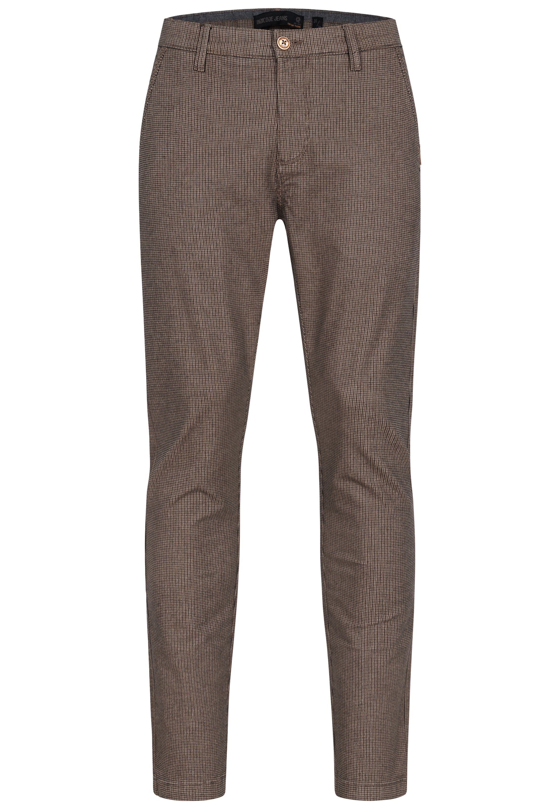INDICODE JEANS Regular Chino trousers 'Asher' in Brown: front