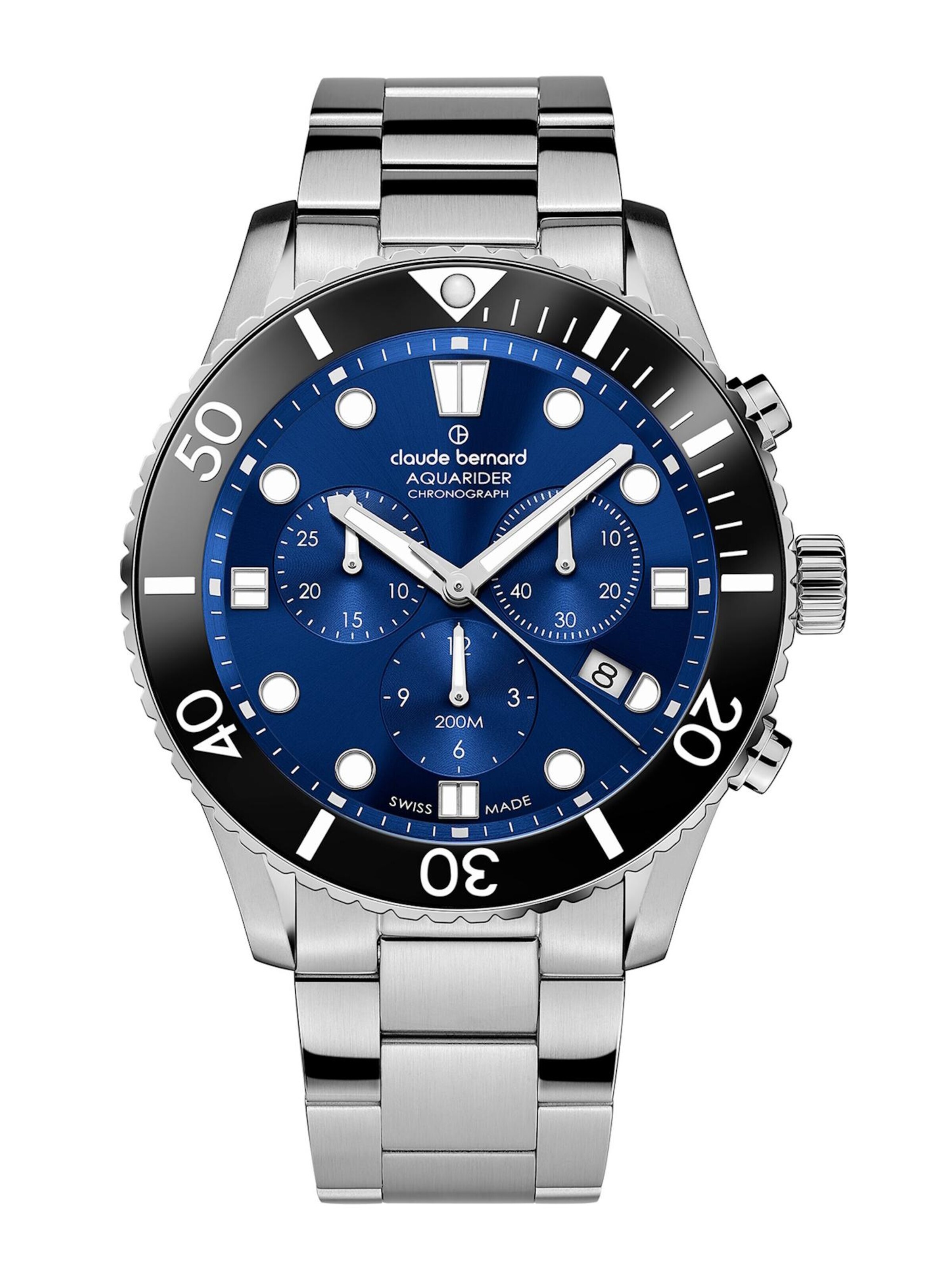 Claude Bernard Analog Watch 'Aquarider Chronograph' in Blue: front