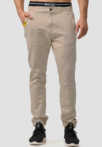 INDICODE JEANS Tapered Broek 'Zannes' in Beige: voorkant