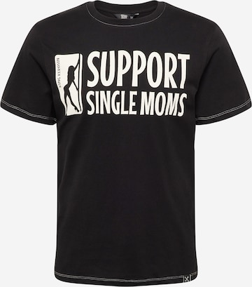 King Kerosin Shirt 'Support Single Moms' in Zwart: voorkant