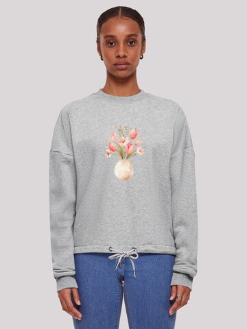 Sweat-shirt 'Rosa Frühlingsblumenstrauß in Vase' F4NT4STIC en gris : devant