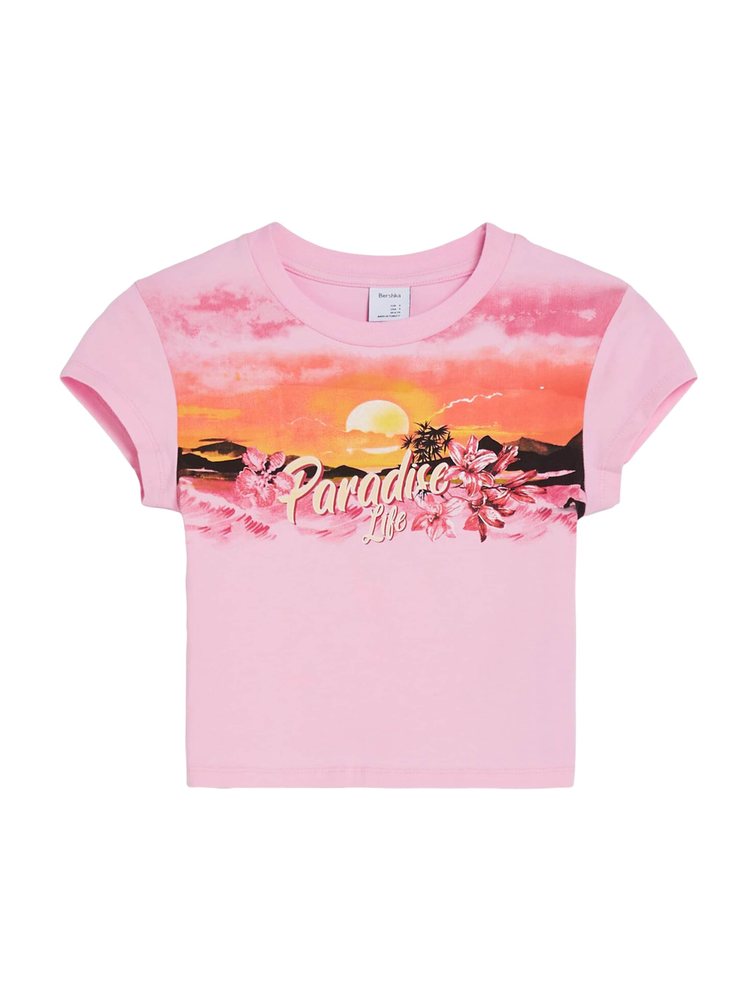 Bershka Koszulka w kolorze różowy: przód