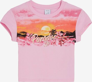 T-shirt Bershka en rose : devant