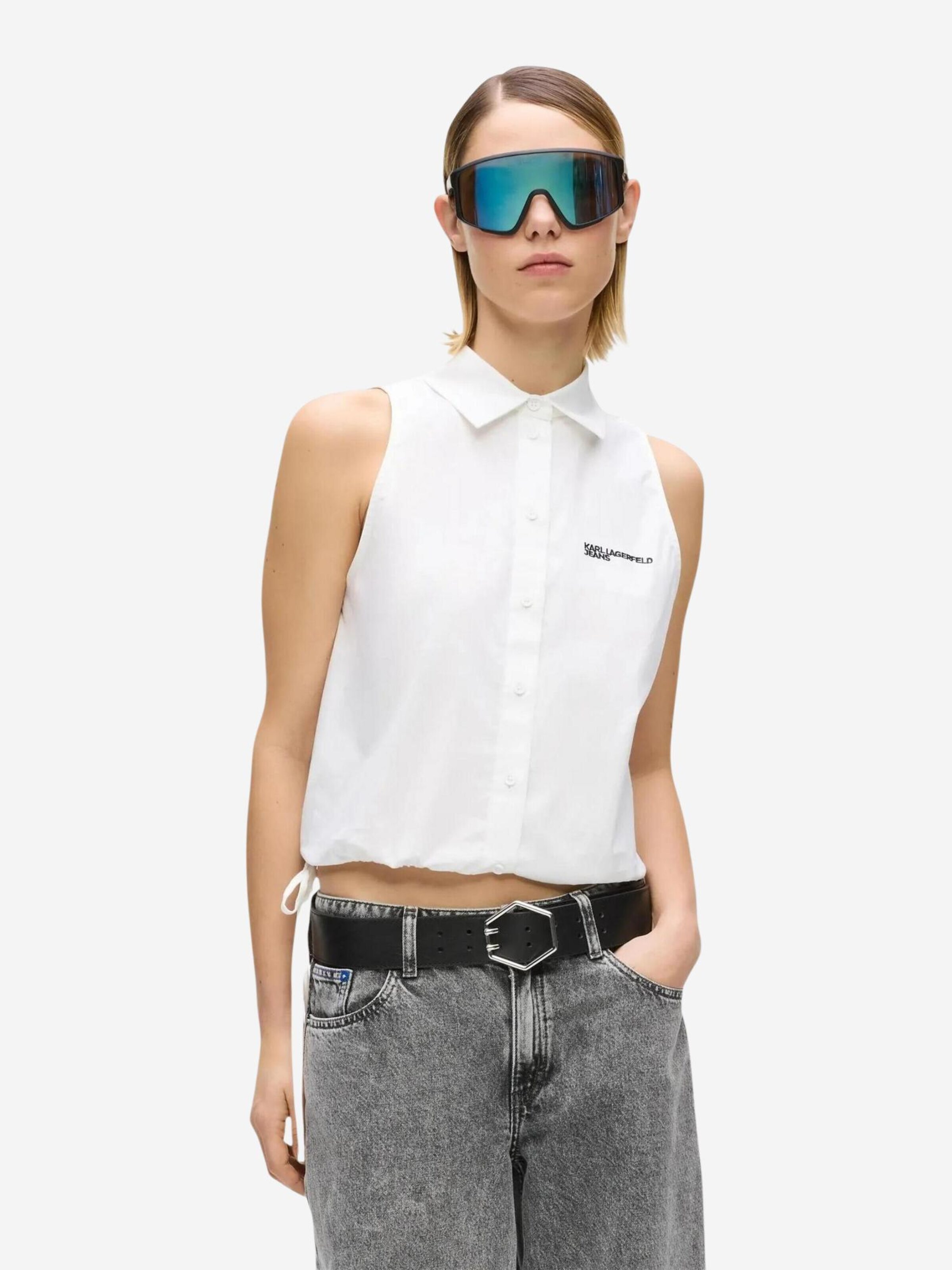 KARL LAGERFELD JEANS - Blusa 'KLJ Sleeveless Blouse B2W11020' en blanco: frente
