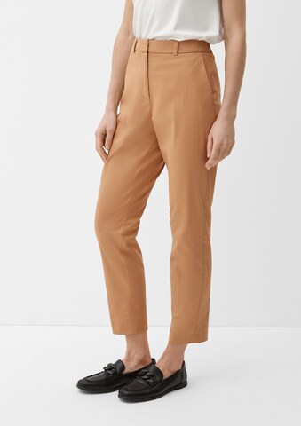 s.Oliver BLACK LABEL Slim fit Pleated Pants in Brown: front