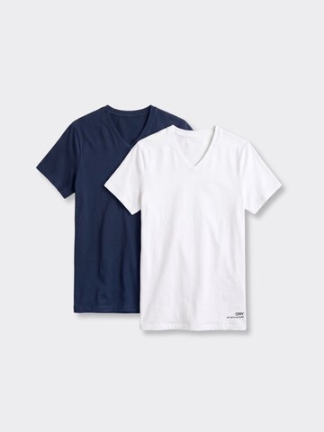 Chemise folklorique 'T-Shirt Scollo a V Elasticizzata Blu e Bianco - Set da 2' OWN Off With Nature en bleu : devant