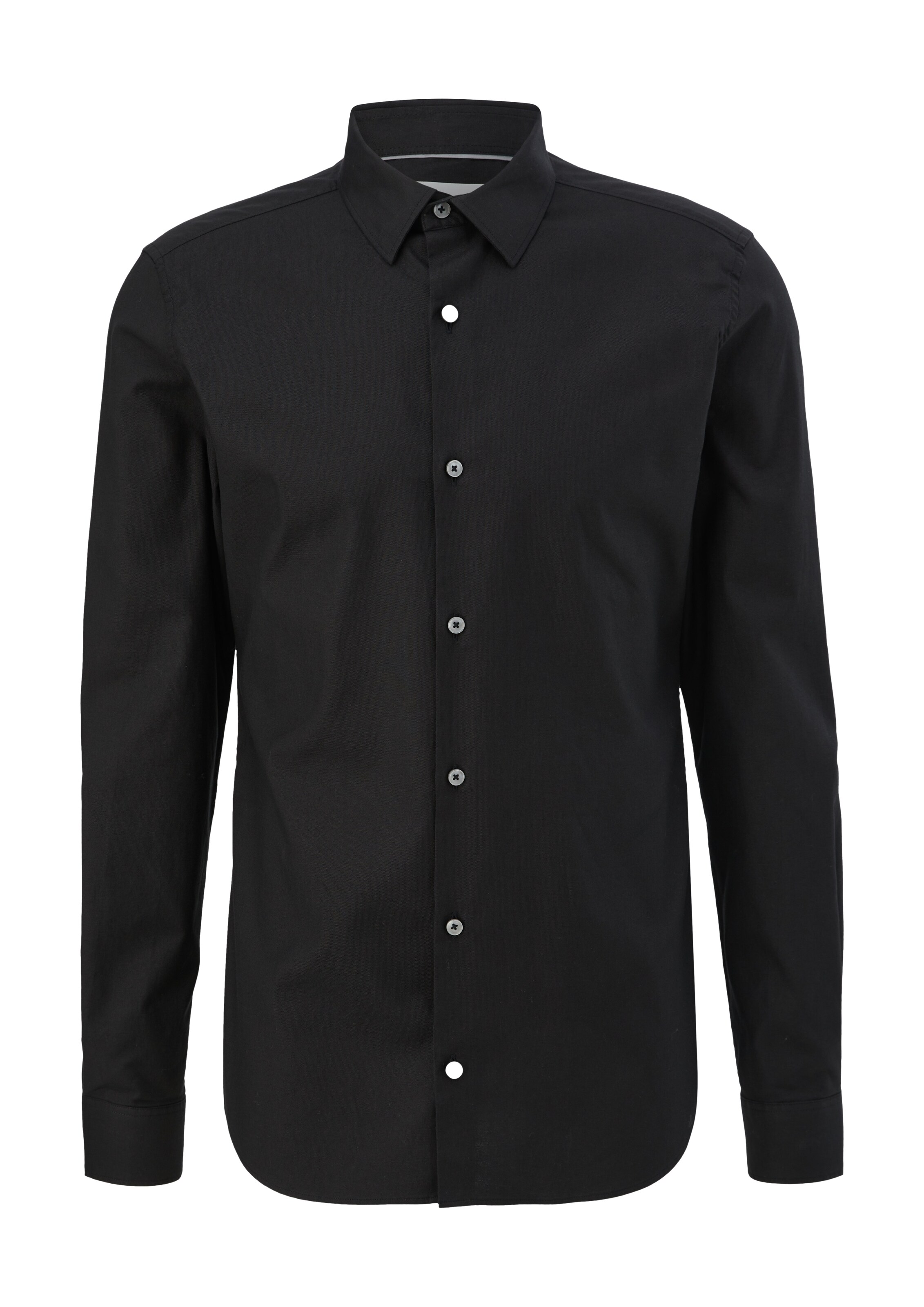 s.Oliver Slim Fit Hemd in Schwarz: Vorderseite