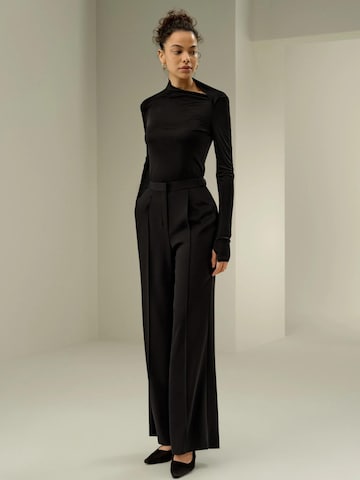 Lilysilk Top 'Seidenjersey Schmales Langarm Top' in Zwart