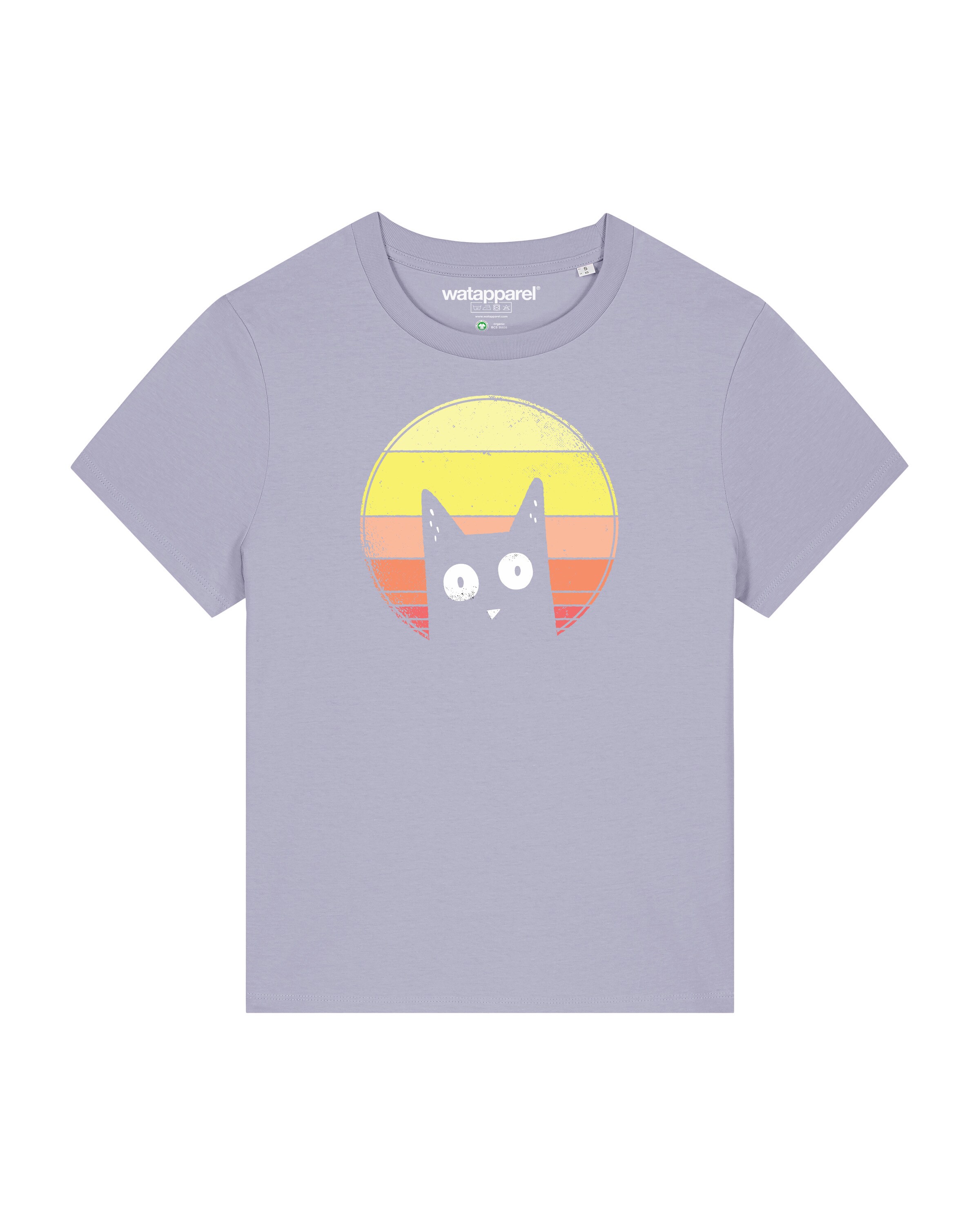 Watapparel Shirt ' Sunset Cat ' in Lila: voorkant