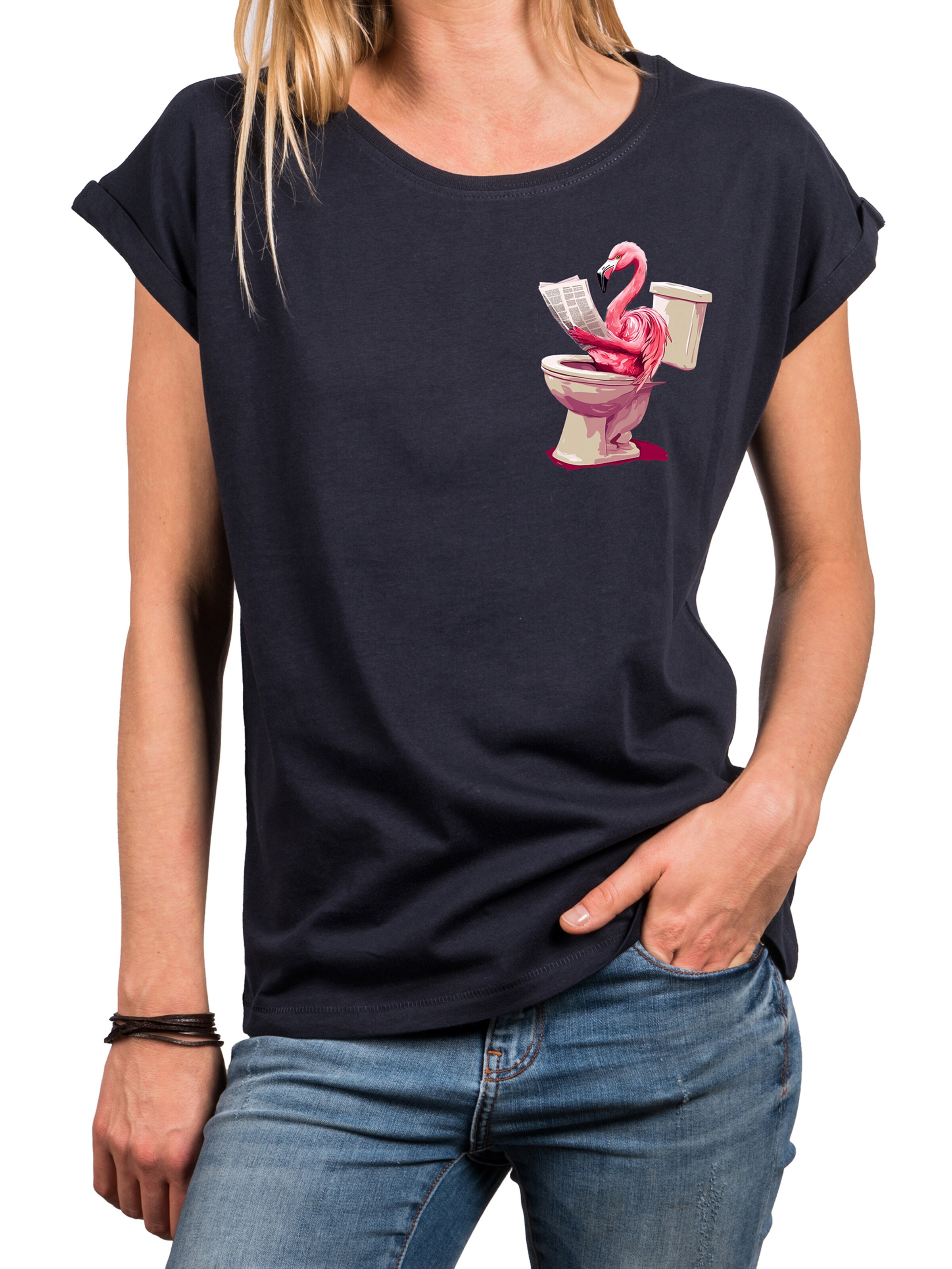 MAKAYA Shirt 'WC Flamingo' in Blue