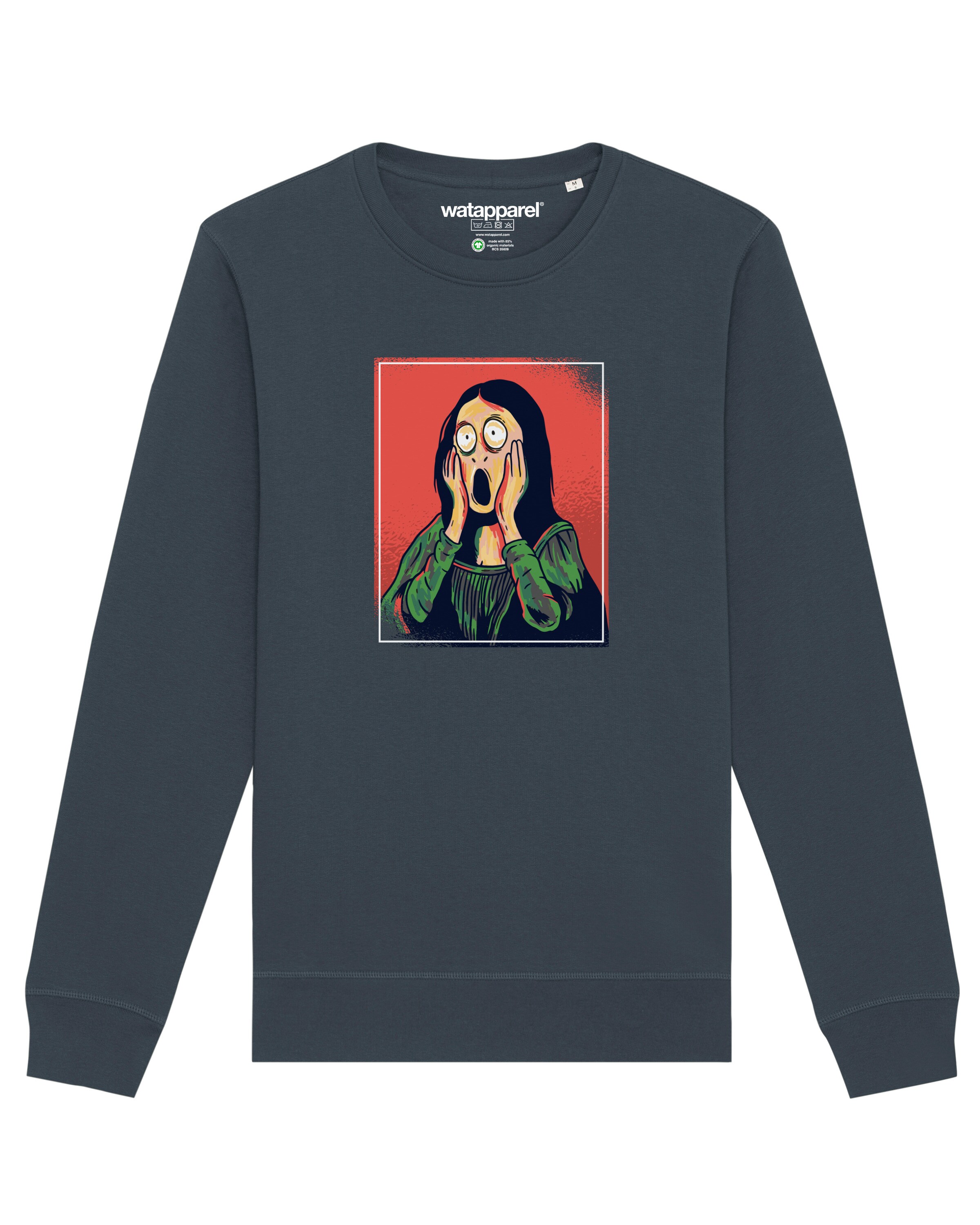 Sweat-shirt ' Mona Lisa Scream ' Watapparel en gris : devant