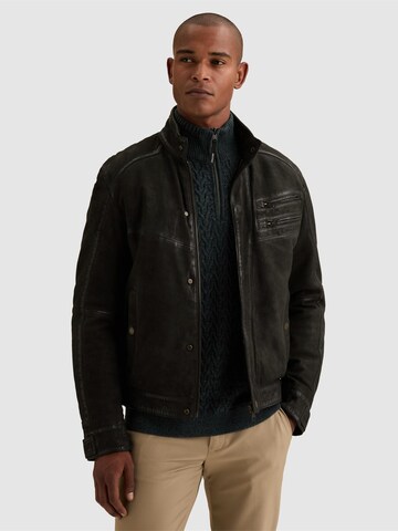 VANGUARD - Chaqueta de entretiempo 'Chainracer leather jacket' en negro: frente