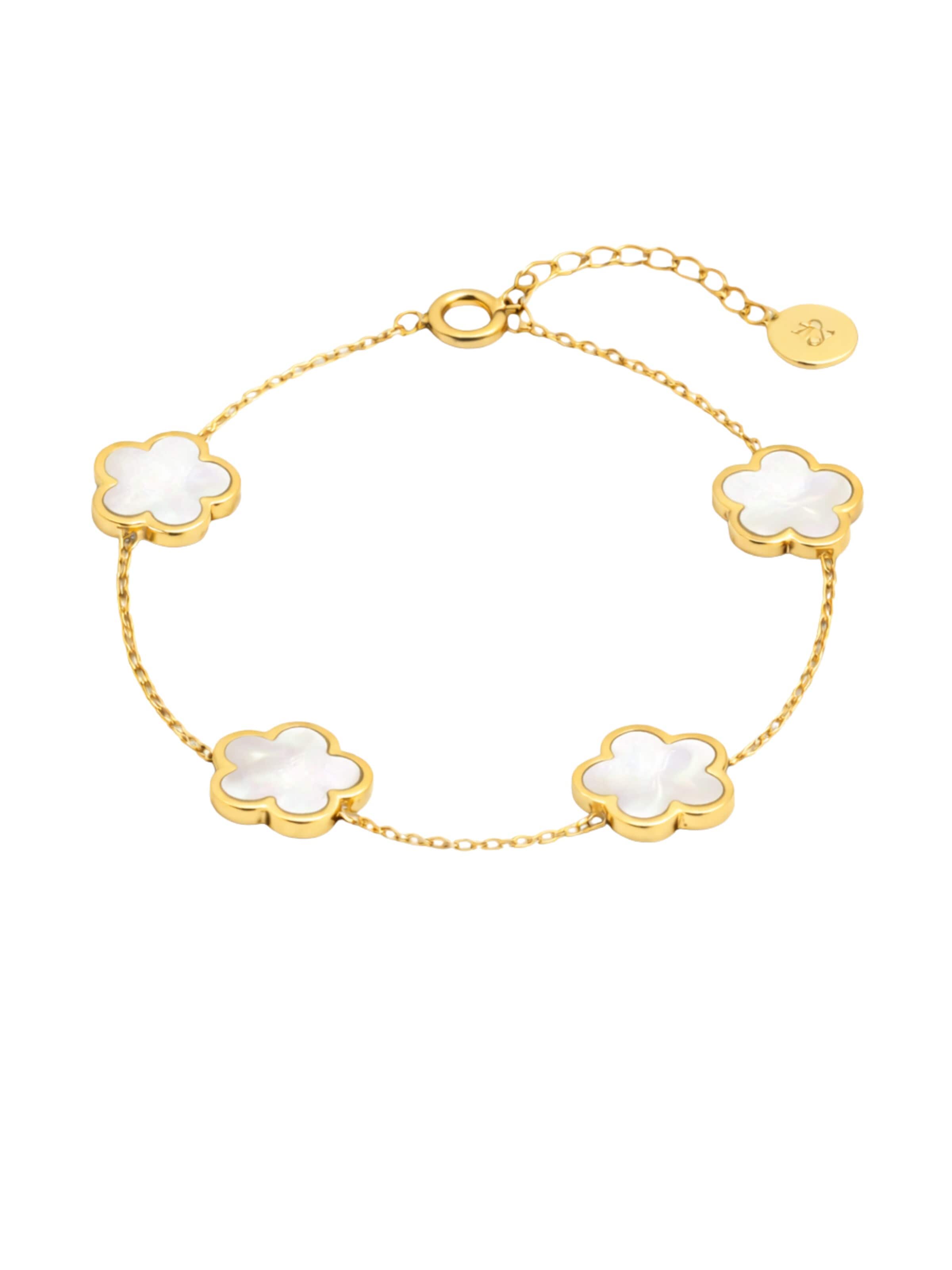 Pure Schmuck Armband 'Clover Perlmutt'‌‌ in Gold: Vorderseite