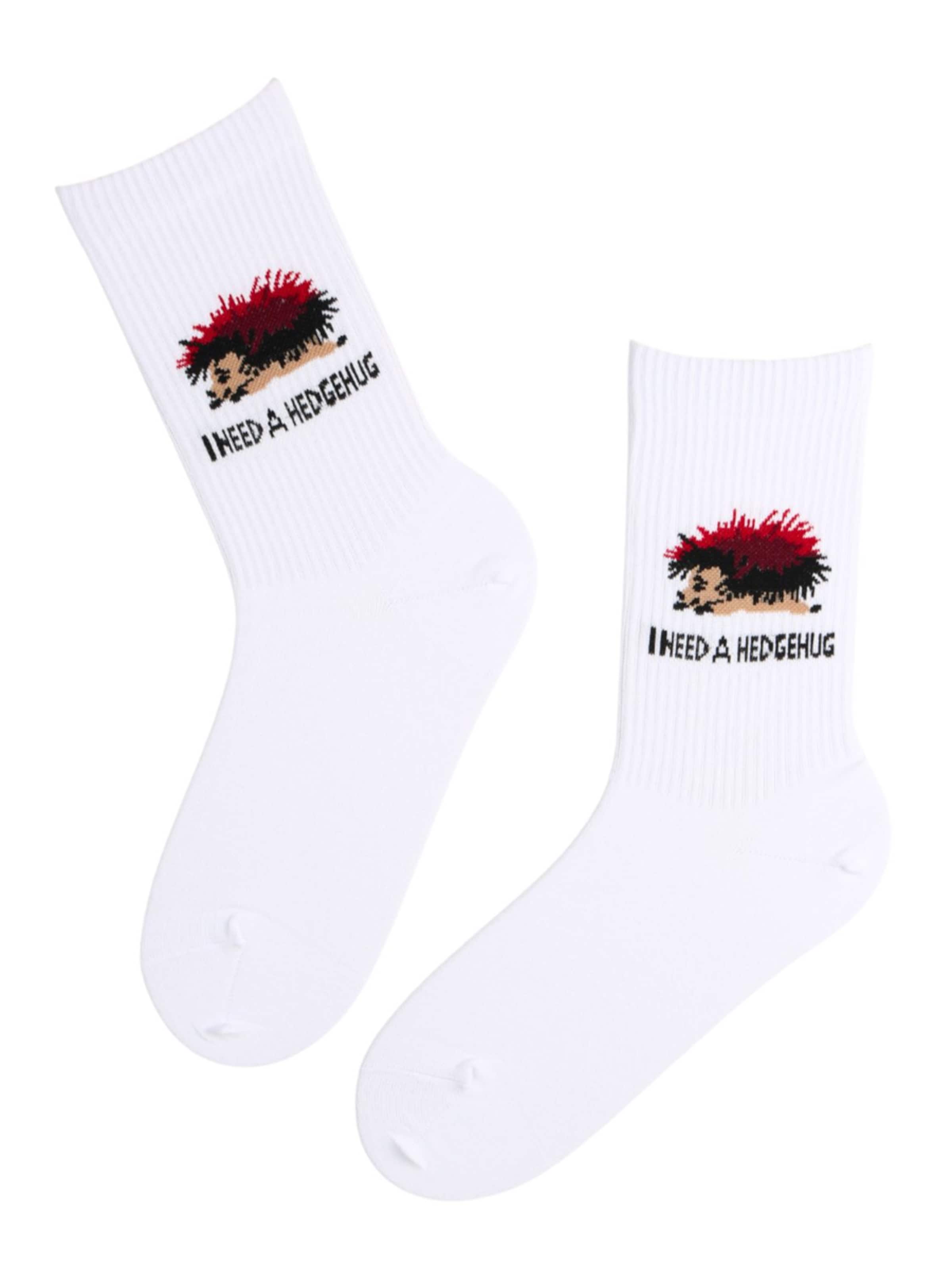 Calzino 'HEDGEHUG cotton socks' di Sokisahtel in bianco: frontale
