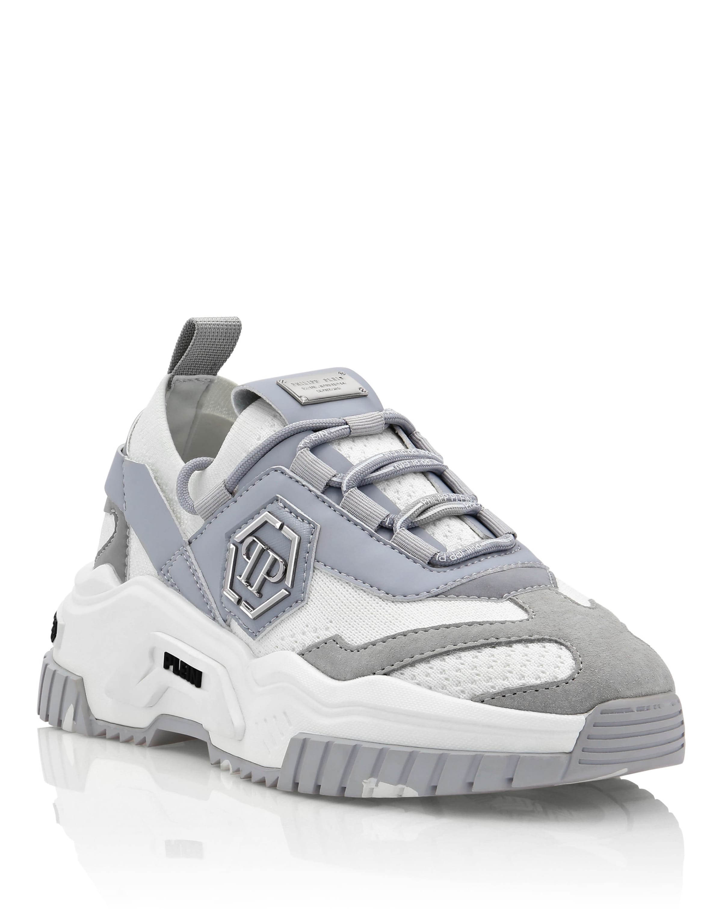 Philipp Plein - Sapatilhas baixas 'Predator' em branco: frente