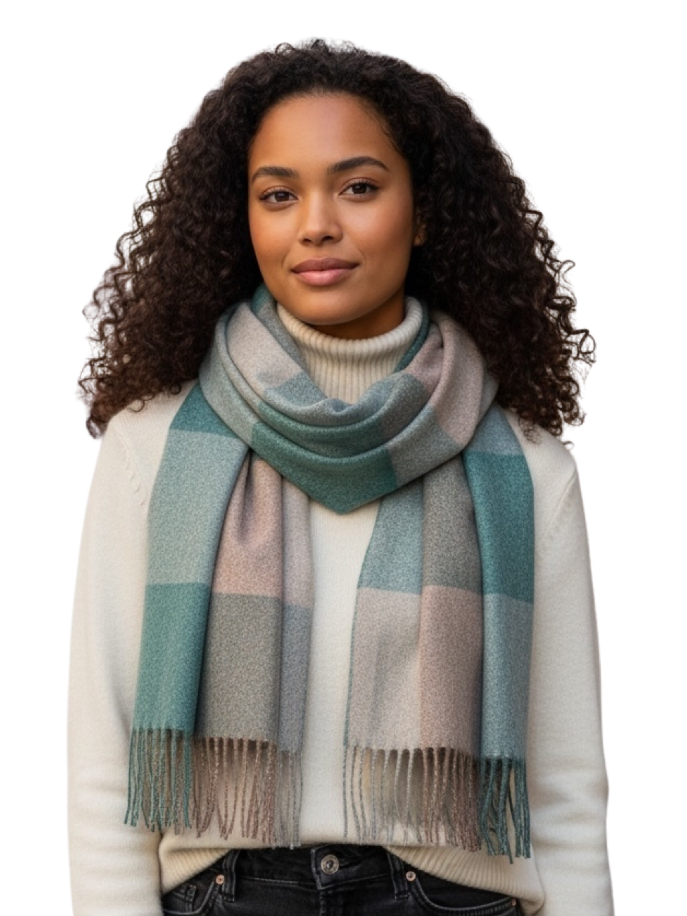 Kumixi Scarf 'Fransen' in Green: front