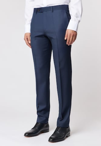 ROY ROBSON Regular Pleat-Front Pants in Blue: front