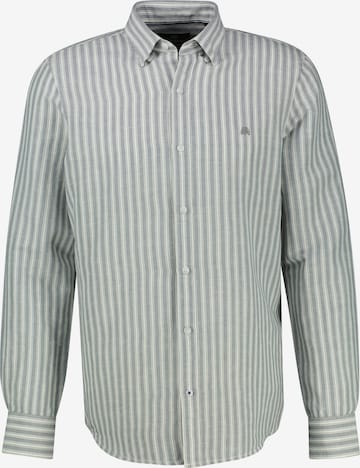 LERROS Gestreiftes Langarmhemd aus Leinen-Baumwoll-Mix in Grau: Vorderseite