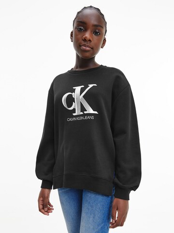 Calvin Klein Jeans Sweatshirt in Zwart: voorkant