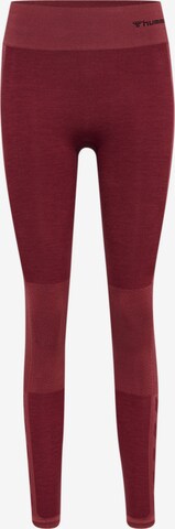 Hummel Skinny Workout Pants in Red: front