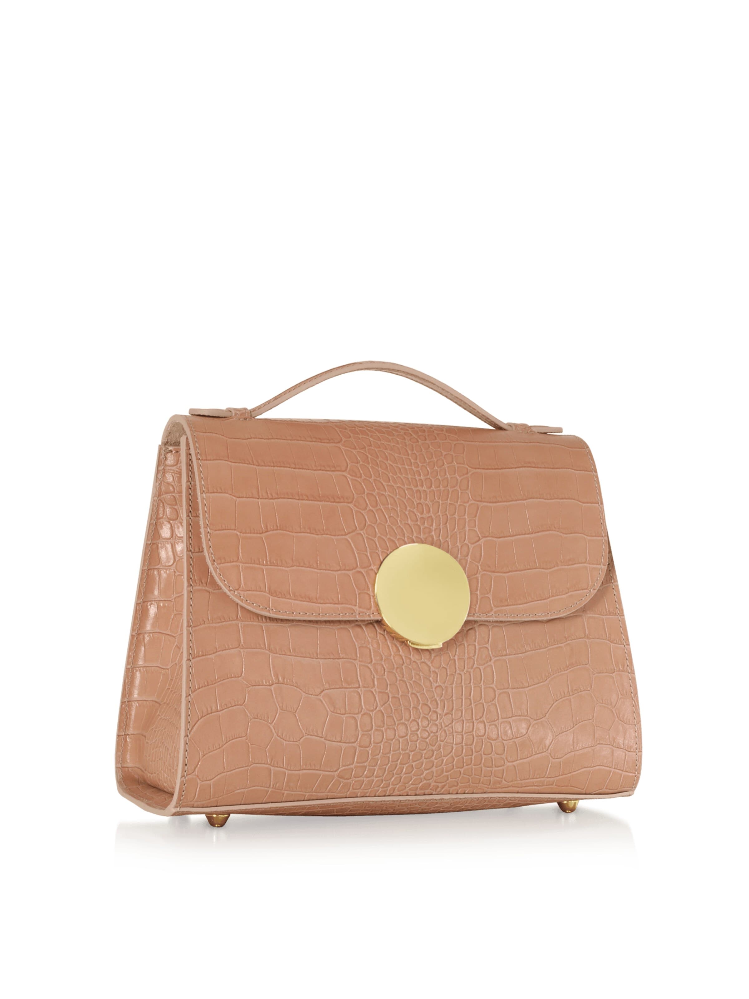 LeParmentier - Bolso de mano 'Bombo Croco' en beige
