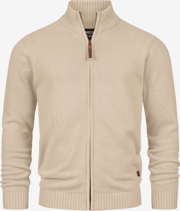 INDICODE JEANS Gebreid vest 'Lut' in Beige: voorkant