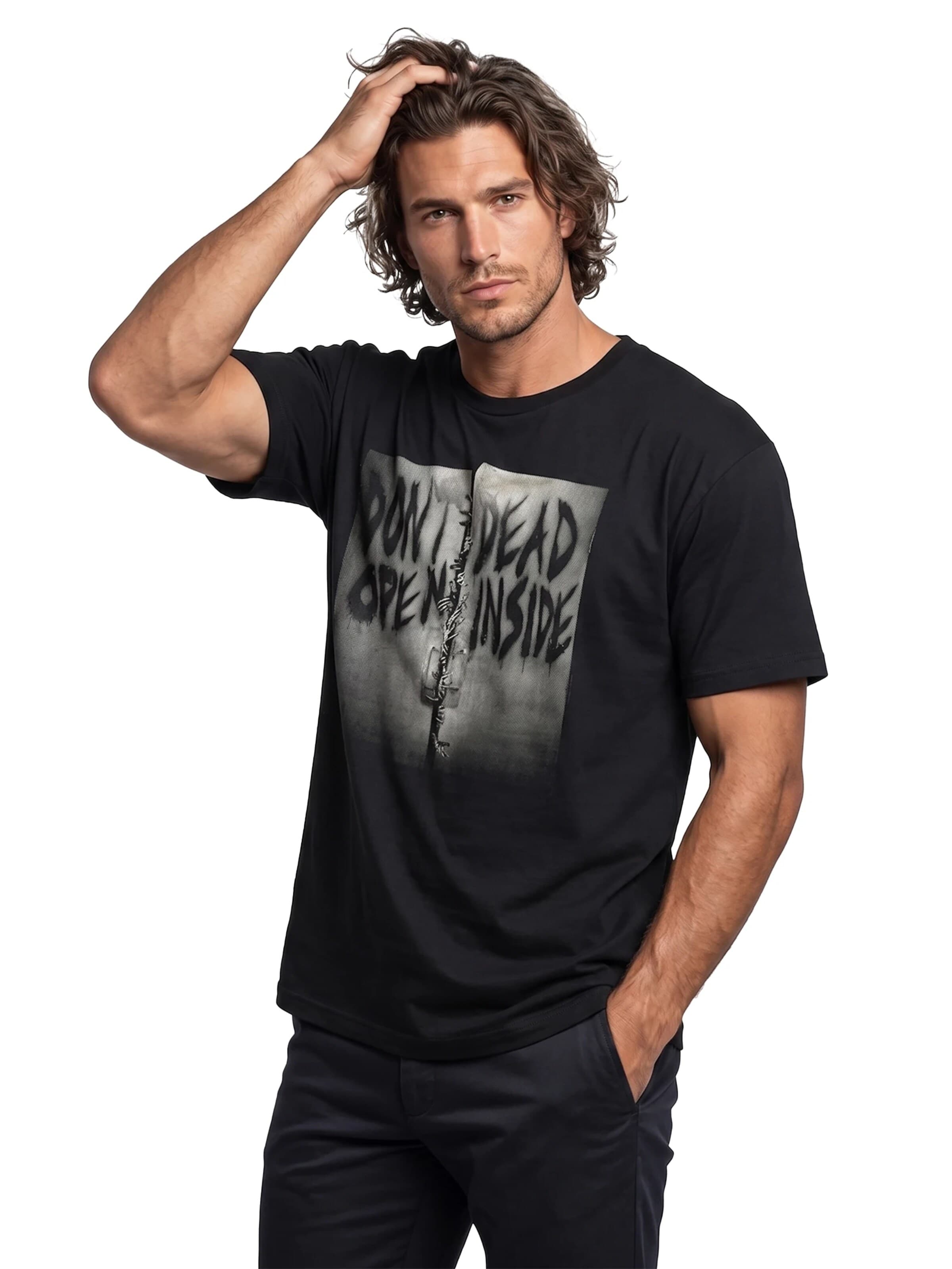 MAKAYA Shirt 'Don´t open dead inside' in Black