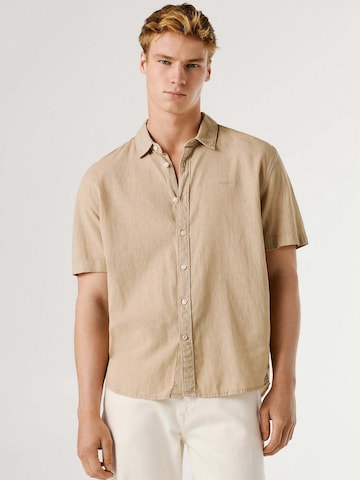 Pepe Jeans Regular fit Button Up Shirt 'Percy' in Beige: front