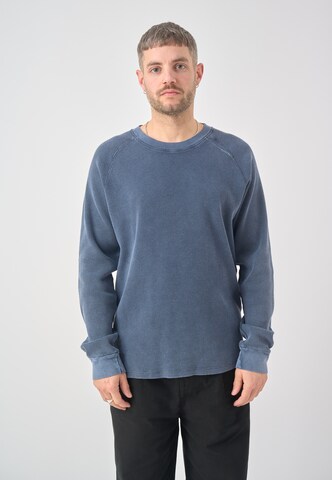 Cleptomanicx Sweater 'Boxy Crewneck Thermal' in Blue: front
