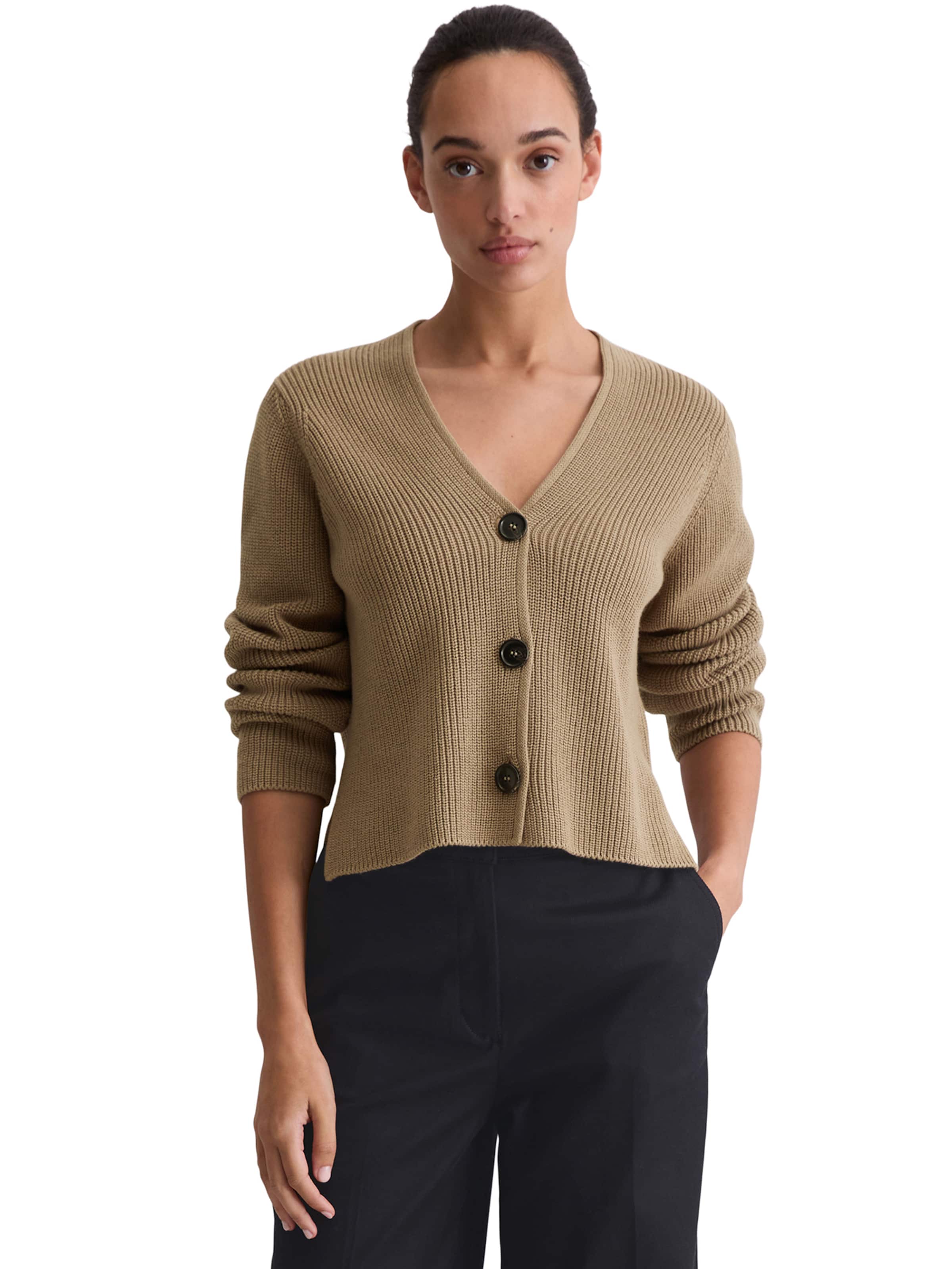 Marc O'Polo Gebreid vest in Bruin: voorkant