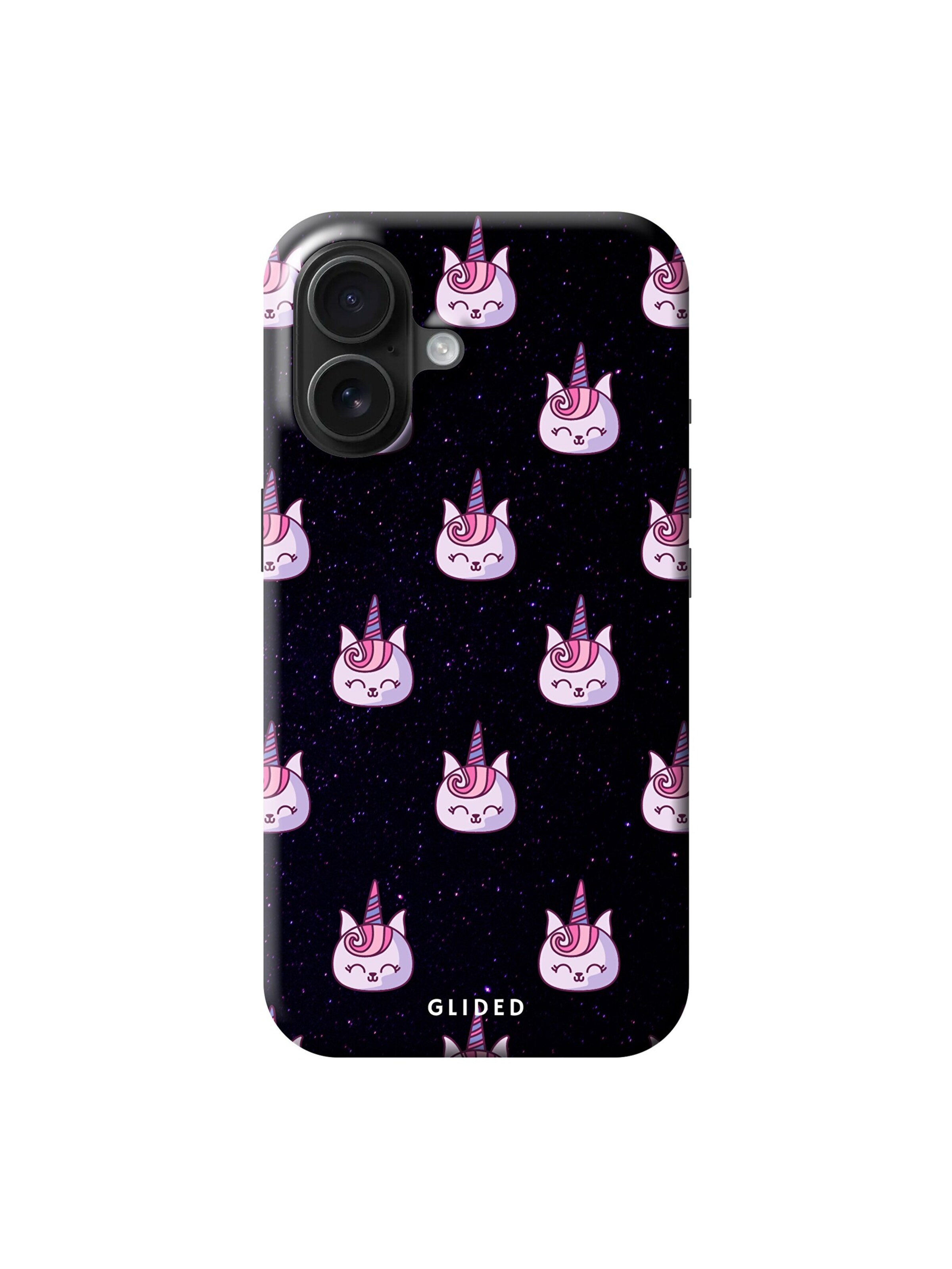 Glided Smartphonehülle 'Unicorn Meow Glided Handyhülle' in Schwarz: Vorderseite