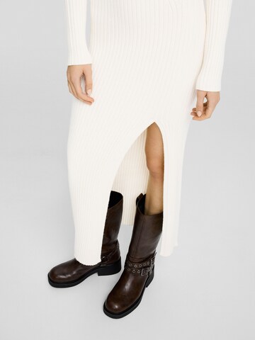 Bershka Knitted dress in Beige