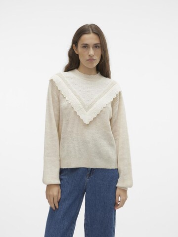 VERO MODA Pullover 'Misa broderie' in Beige