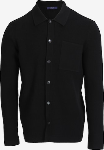 Lufian Strickjacke Solid in Schwarz: Vorderseite