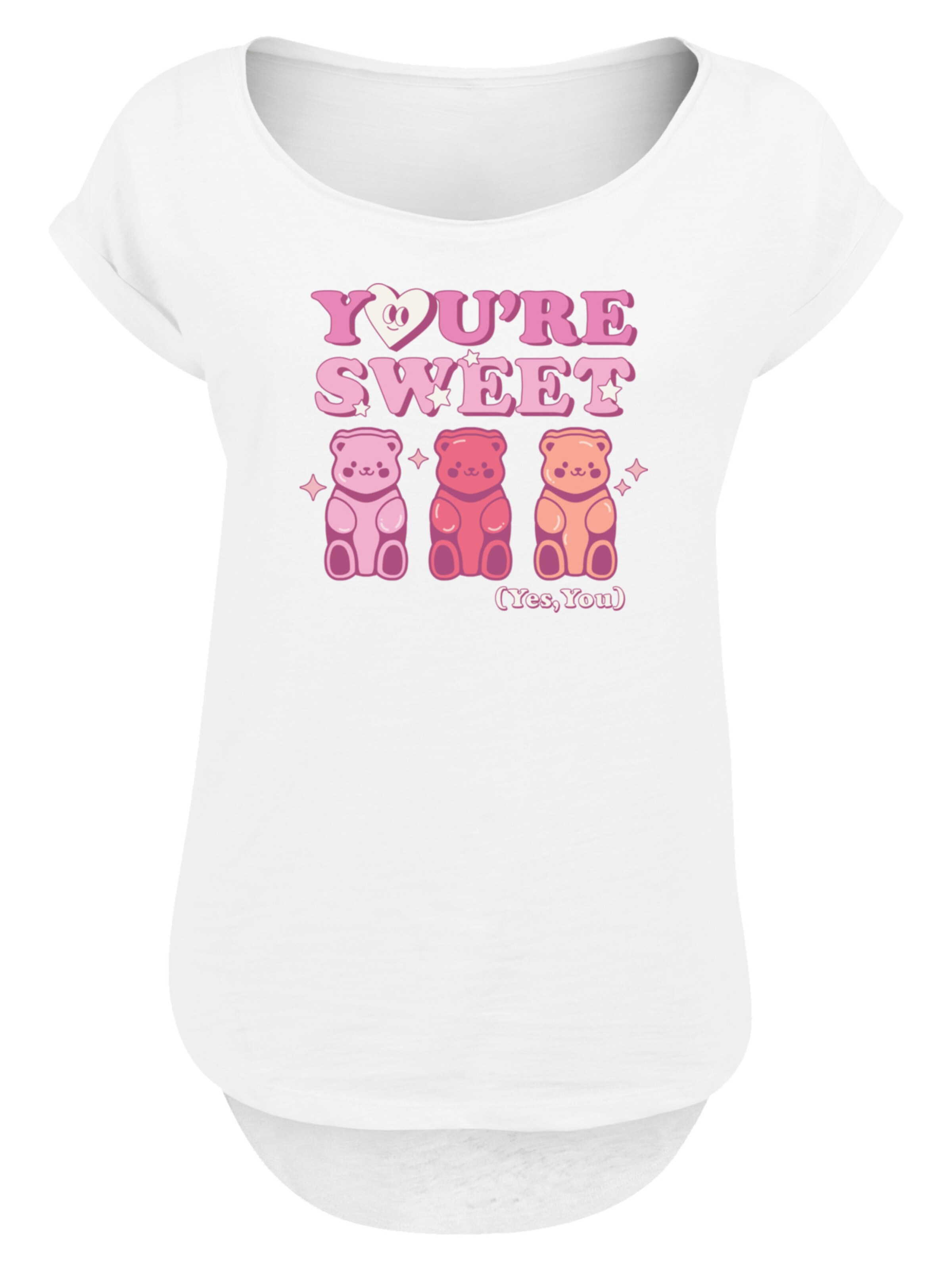 F4NT4STIC T-Shirt 'Valentinstag You're Sweet Gummy Bears' in Weiß: Vorderseite