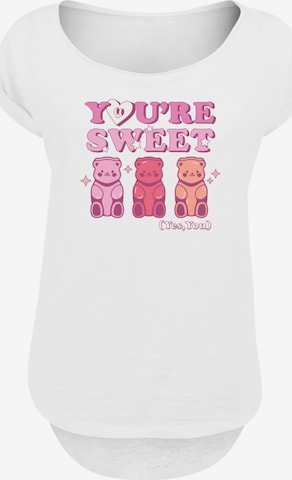 F4NT4STIC T-Shirt 'Valentinstag You're Sweet Gummy Bears' in Weiß: Vorderseite