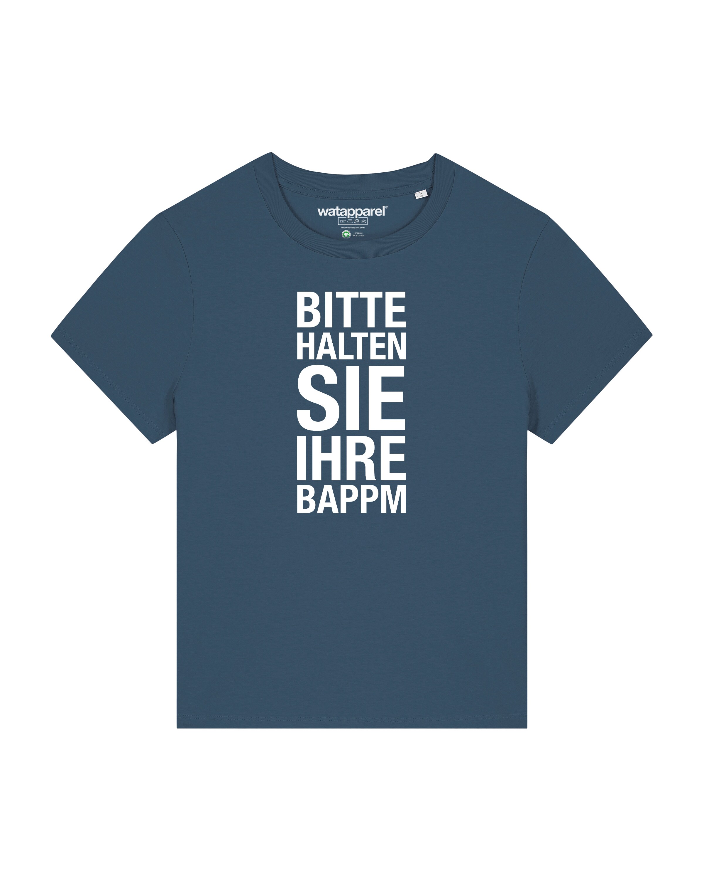 Watapparel Shirt ' Bitte Halten Sie Ihre Bappm ' in Blau: Vorderseite