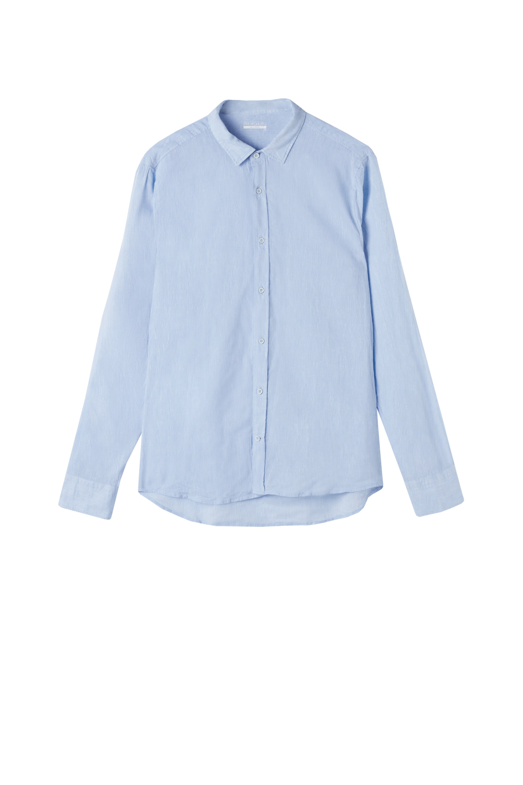 IUMAN Intimissimi Uomo Button Up Shirt in Blue: front