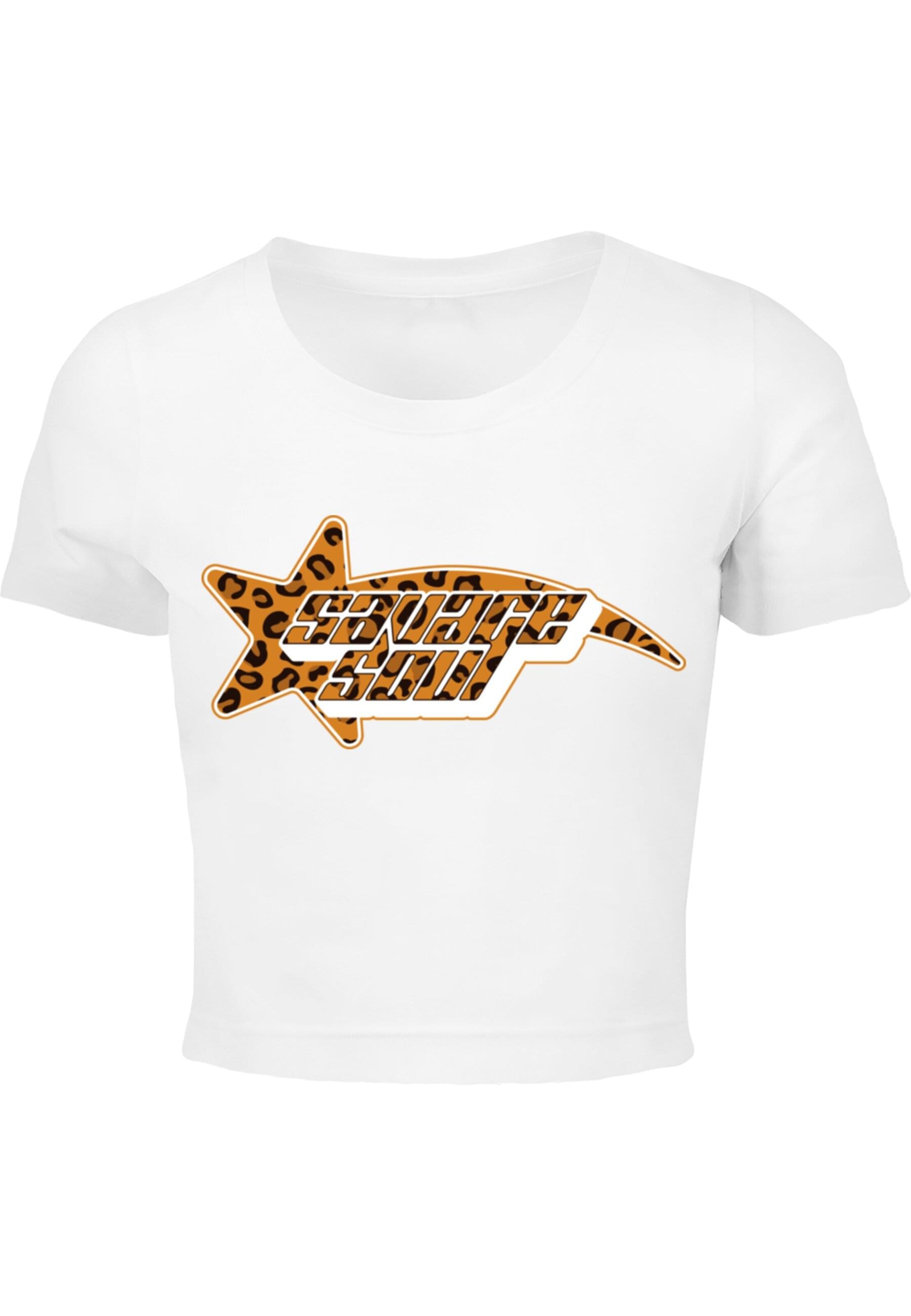 Miss Tee Shirt 'Savage Soul Leo' in Wit: voorkant