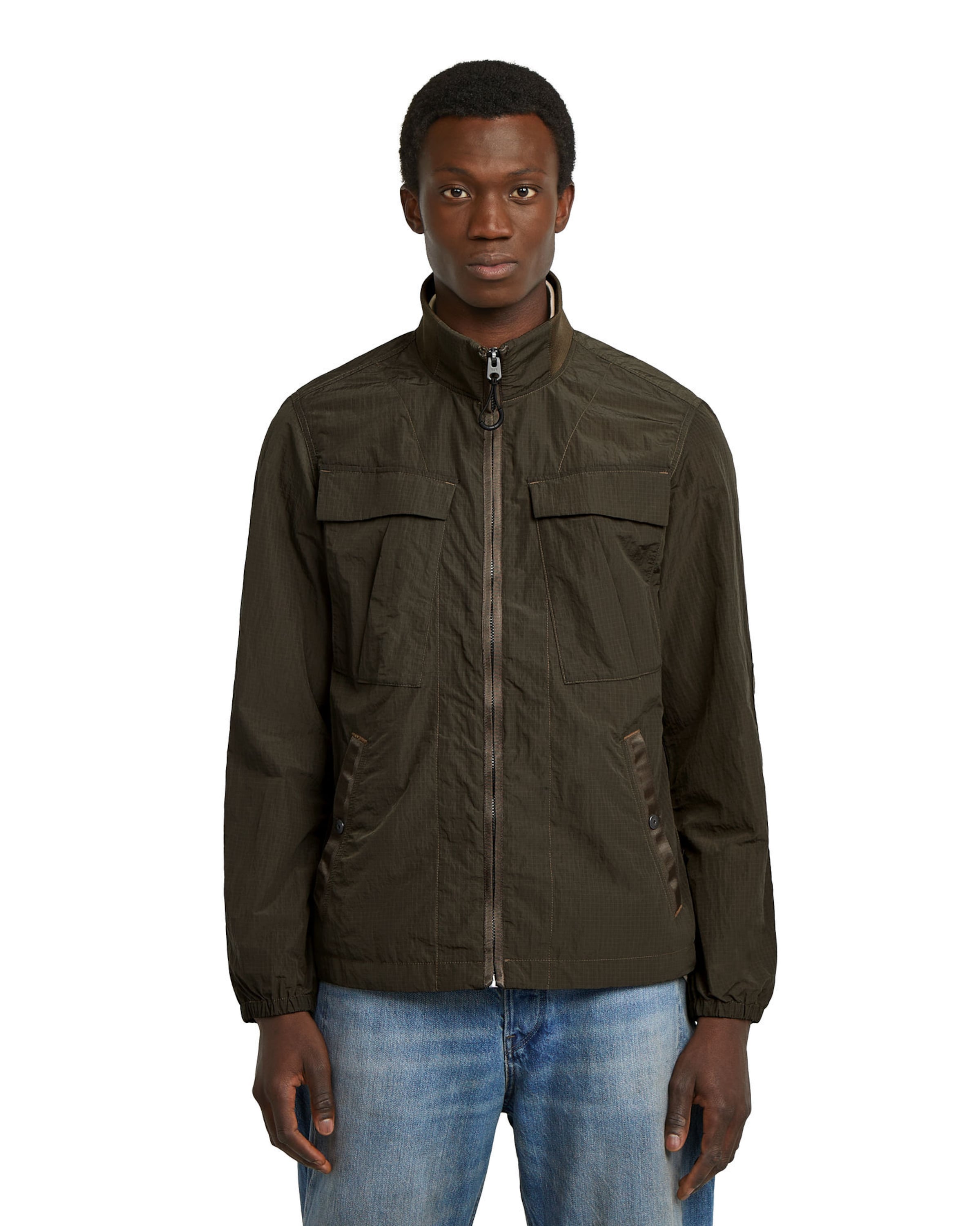 G-STAR Slim fit Overhemd 'Cargo Pocket Overshirt' in Bruin: voorkant