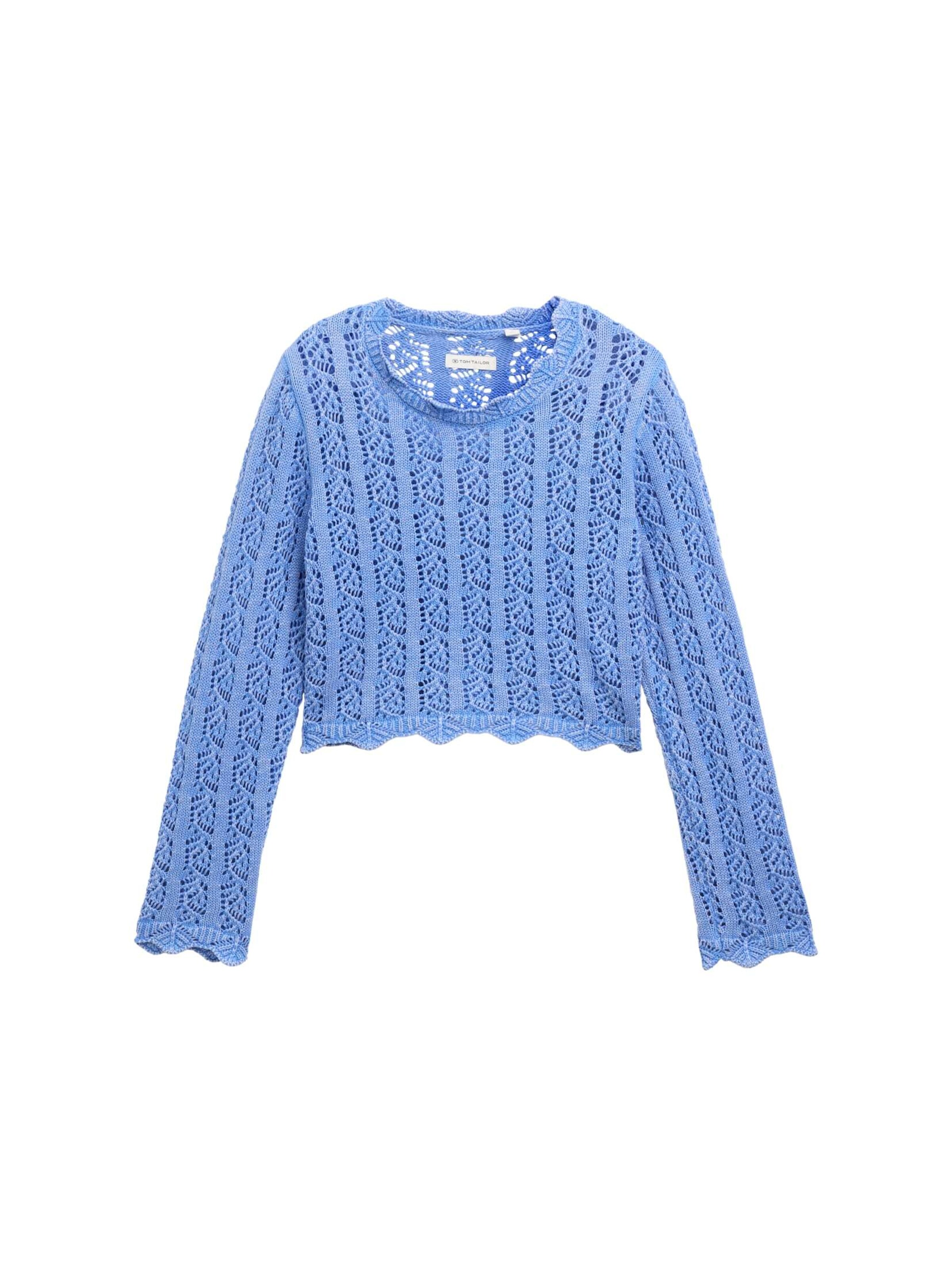 TOM TAILOR Trui 'Ajour' in Blauw: voorkant