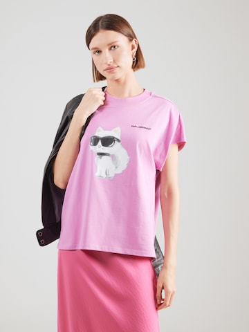 Karl Lagerfeld T-shirt 'IKON AQUARELLE' i rosa: framsida