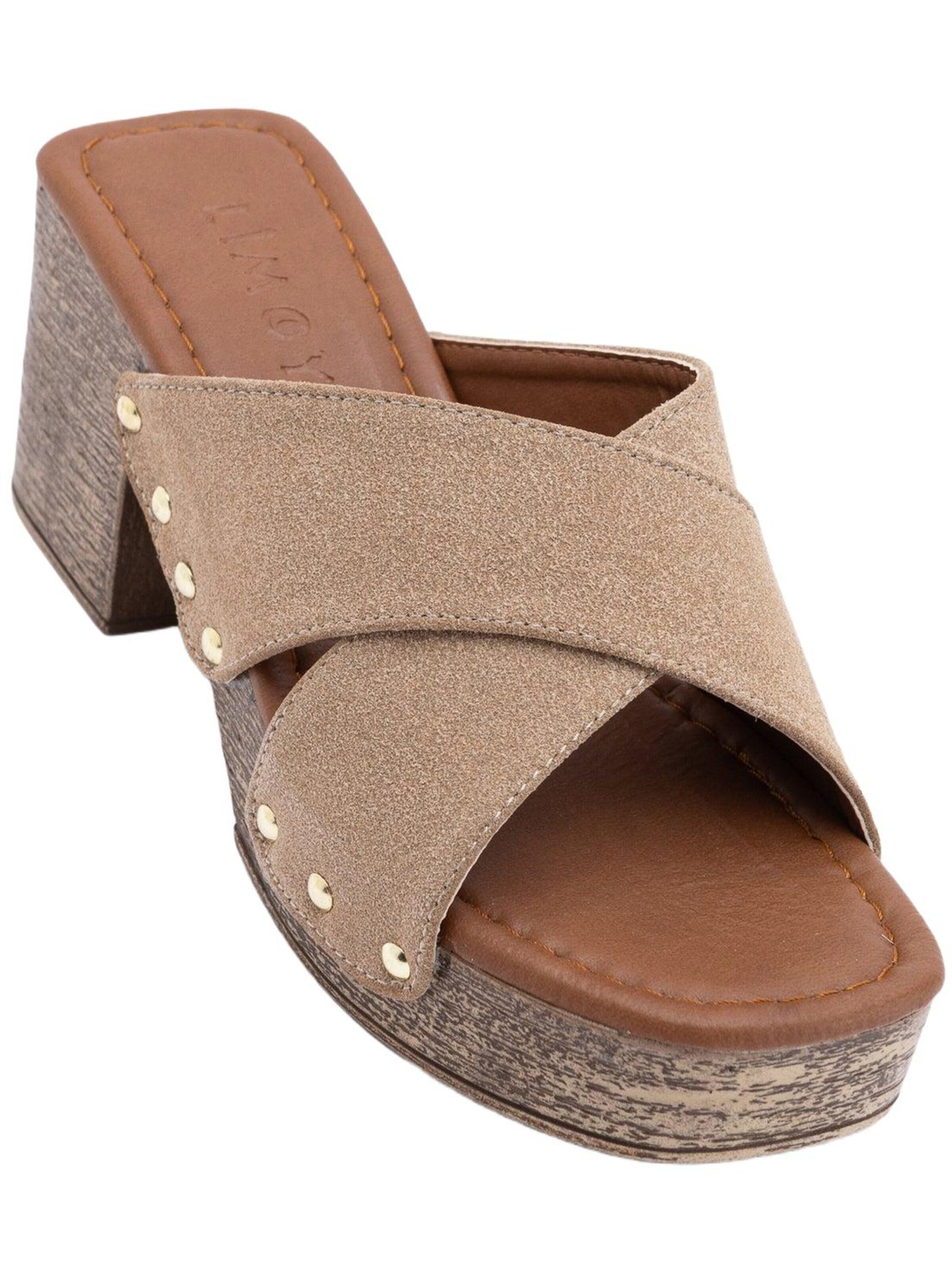 Limoya Mules 'Jamela' in Beige: front