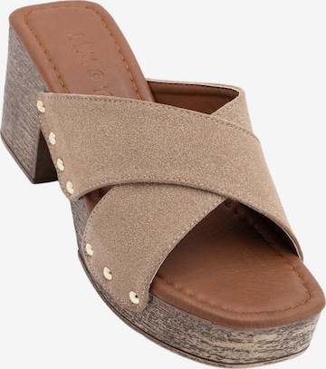 Limoya Mules 'Jamela' in Beige: front