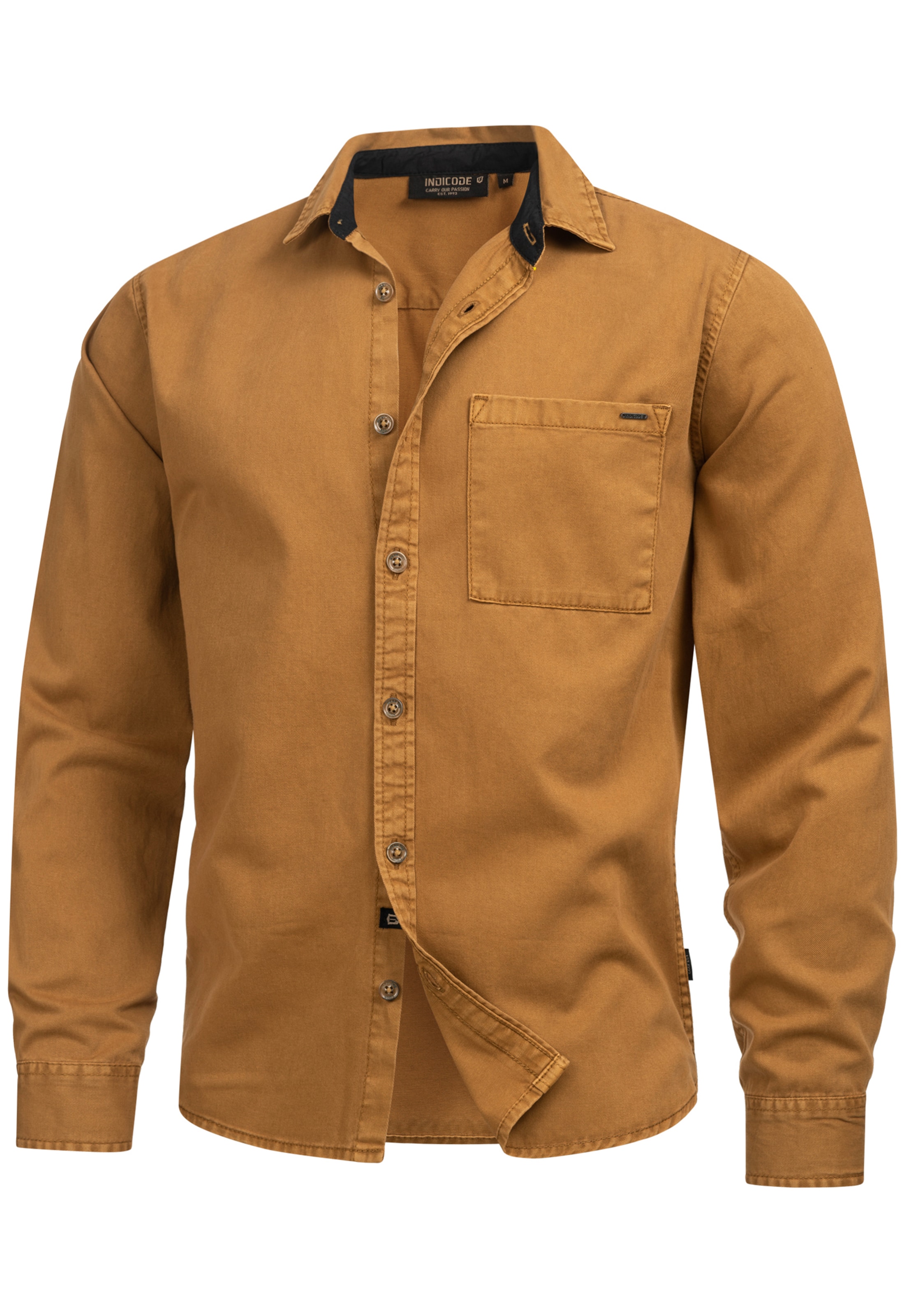 INDICODE JEANS Hemd 'Broidy' in Braun: Vorderseite