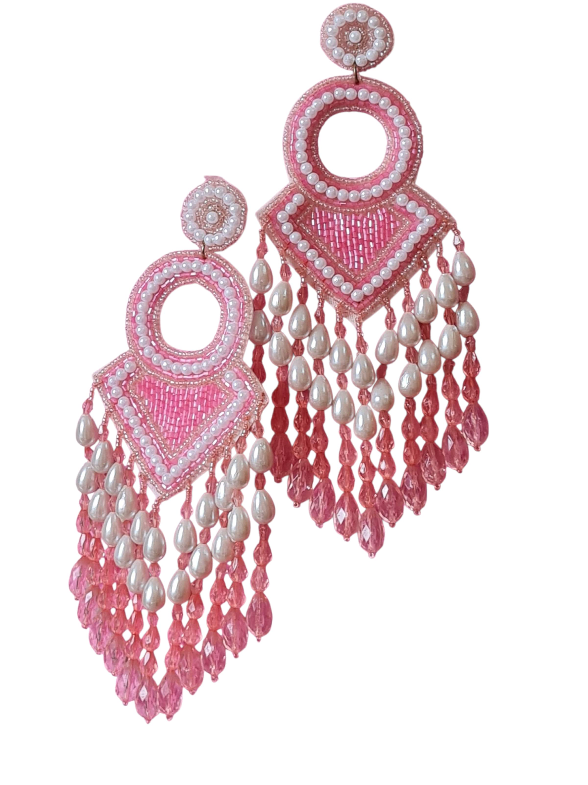 PfauGermany Earrings 'Hangeing Beads' in Pink